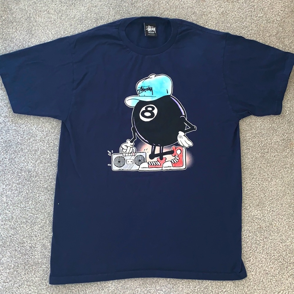 Stüssy Men's 8 Ball Navy Tee - Size M